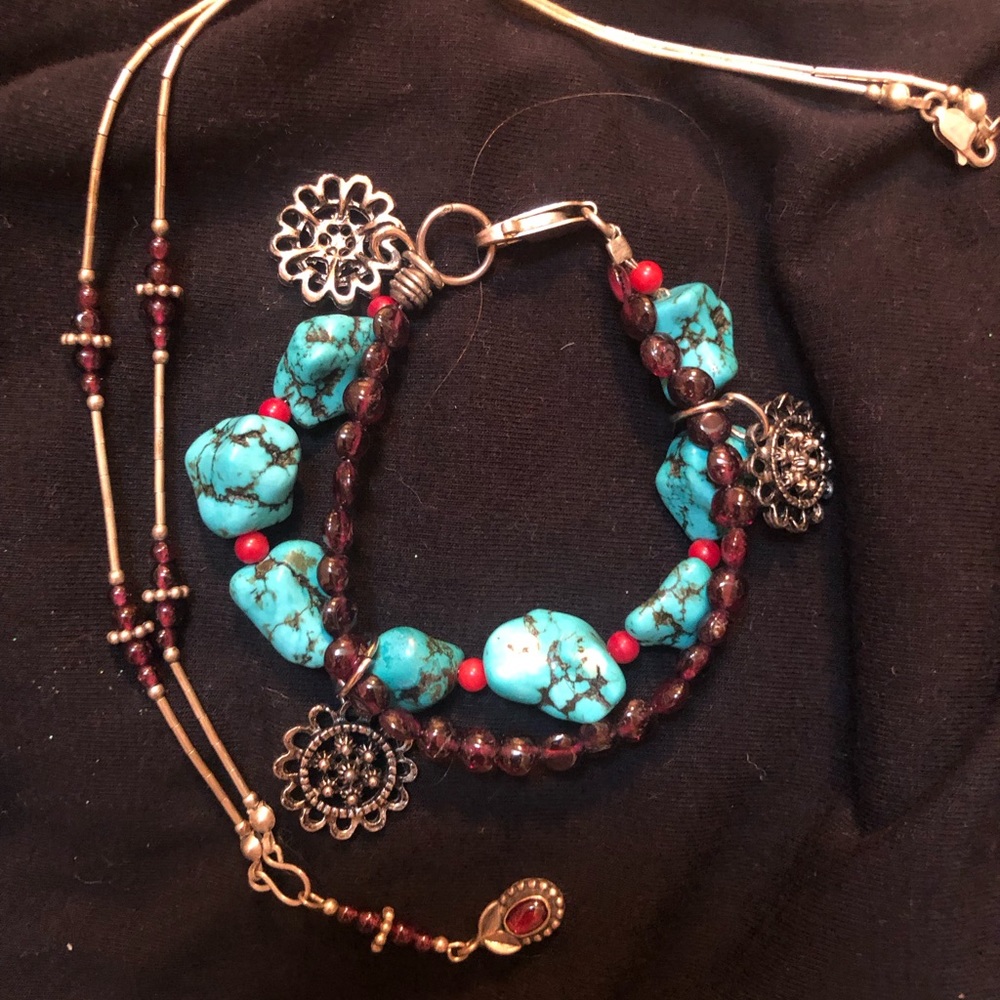 Turquoise Bracelet With Coordinating Necklace - image 5